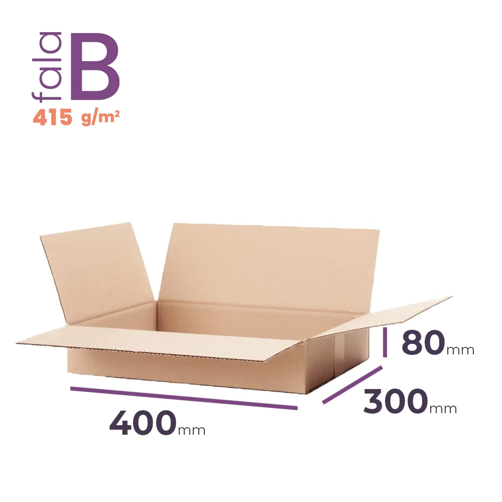 płaski karton klapowy 400x300x80 mm fala b