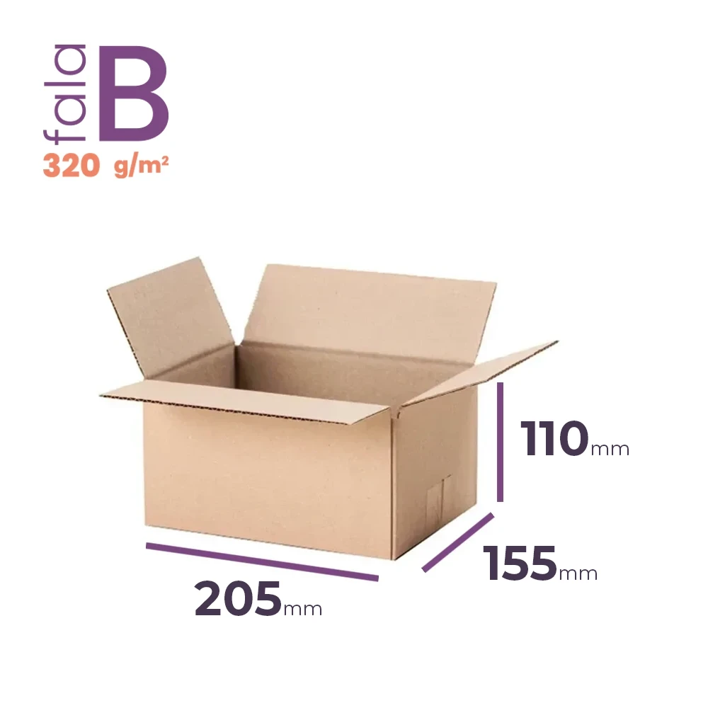 mały karton klapowy 205x155x110 mm fala b 320g/m2
