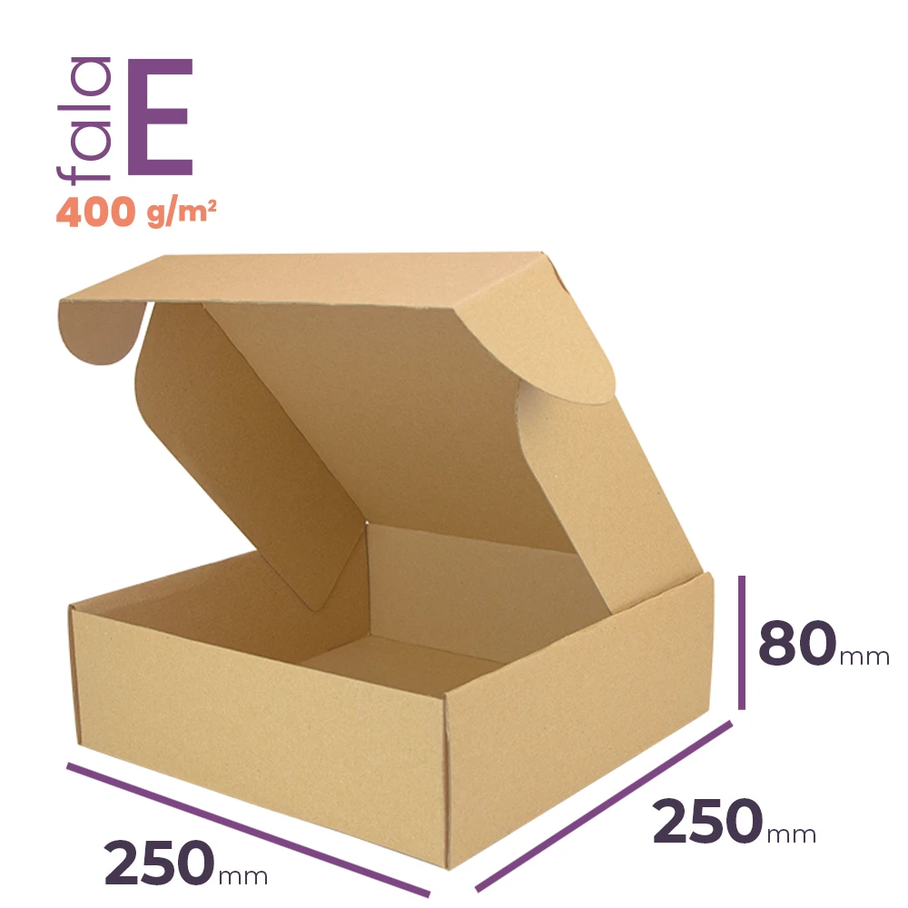 szary karton fasonowy o wymiarach 250x250x80 mm