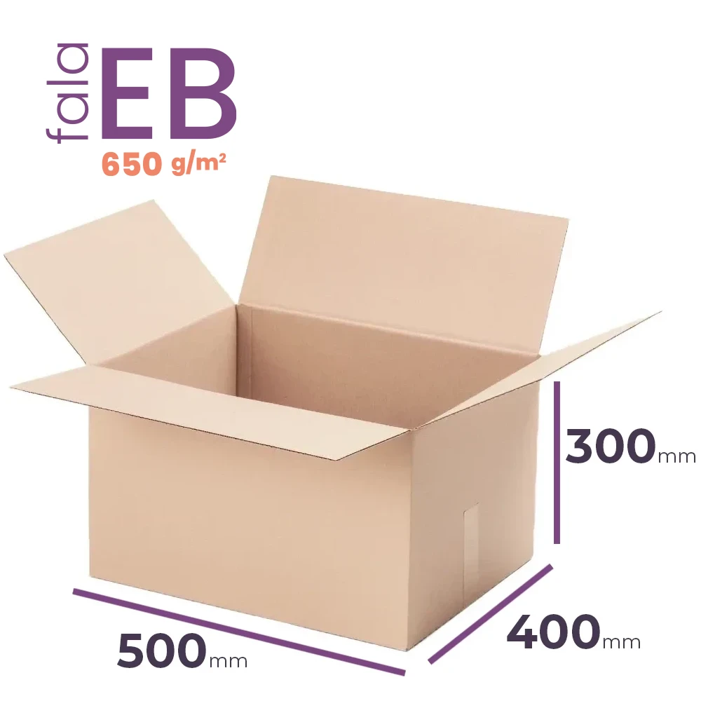 duży, gruby karton klapowy 500x300x390 mm fala EB