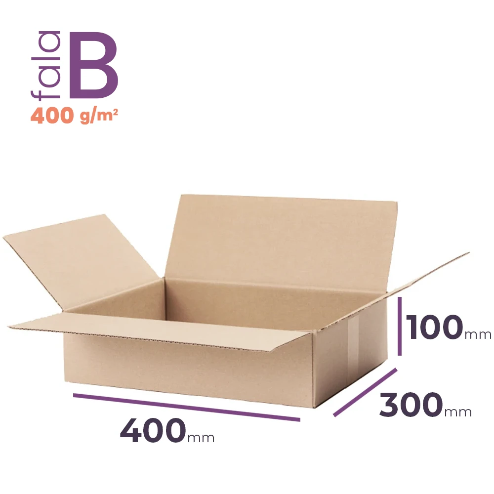 średni karton klapowy 400x300x100 mm fala b
