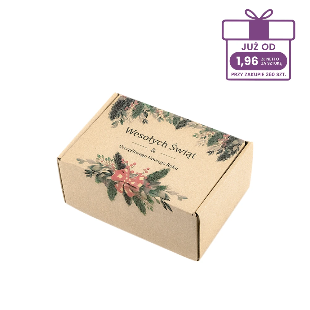 szary karton fasonowy z nadrukiem świątecznym