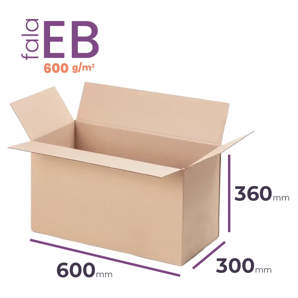 średni, wytrzymały karton klapowy 600x300x360 mm fala eb